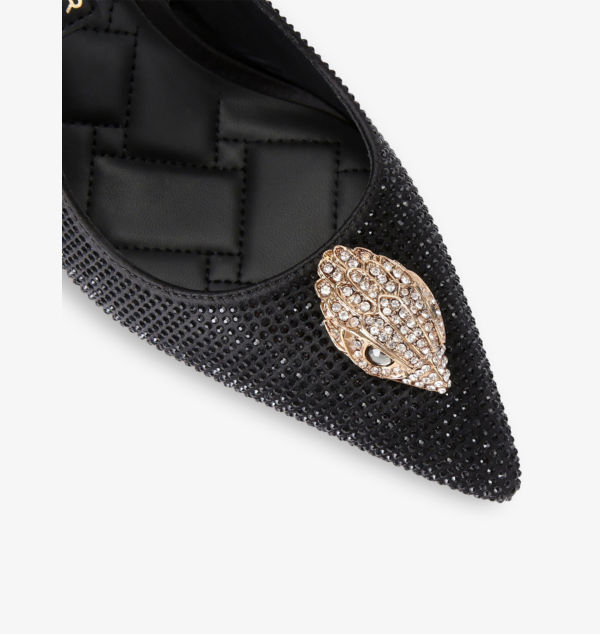 Атласные туфли-лодочки Belgravia с открытой пяткой, украшенные стразами Kurt Geiger London, черный — фото 4