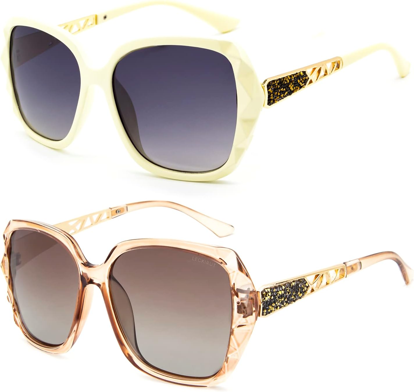 

Женские солнцезащитные очки LECKIRUT большого размера, поляризованные, с защитой от УФ-излучения, классический стиль, черная оправа, серые линзы, L0 2pcs Creamy White Frame Grey Lens + Coffee Frame Coffee Lens