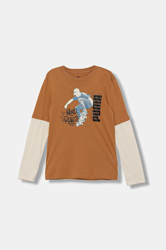 

Детская хлопковая толстовка MID90s Layered Longsleeve B Puma, коричневый