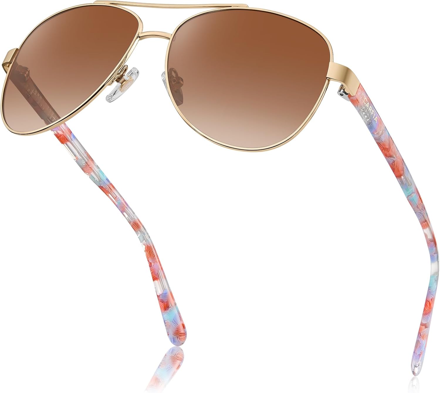 

Солнцезащитные очки CARFIA Retro Trendy Pilot для женщин, поляризованные, с защитой от УФ-излучения, легкие, для вождения на открытом воздухе, с металлической оправой, 7. Gold Frame Brown Gradient-red/Blue Tortoise Legs