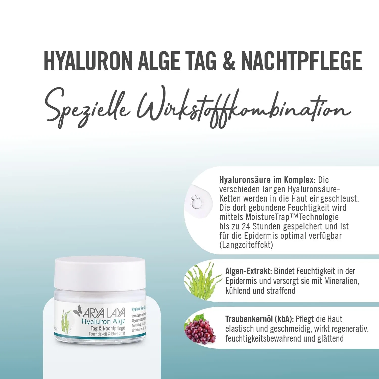 Крем для лица Arya laya — Дневной и ночной «Hyaluronic Algae» от — фото 3