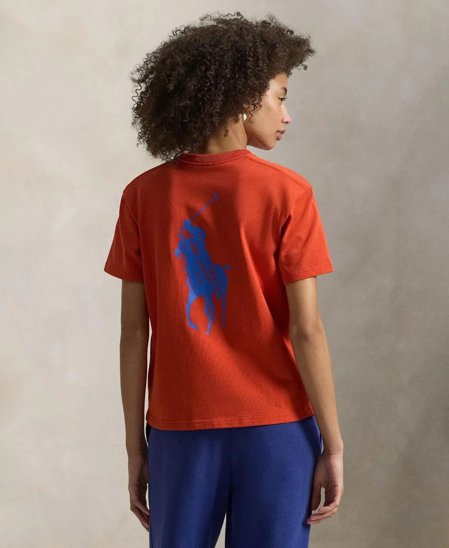Женская футболка с круглым вырезом "Большой пони" Polo Ralph Lauren, оранжевыйy красный — фото 4