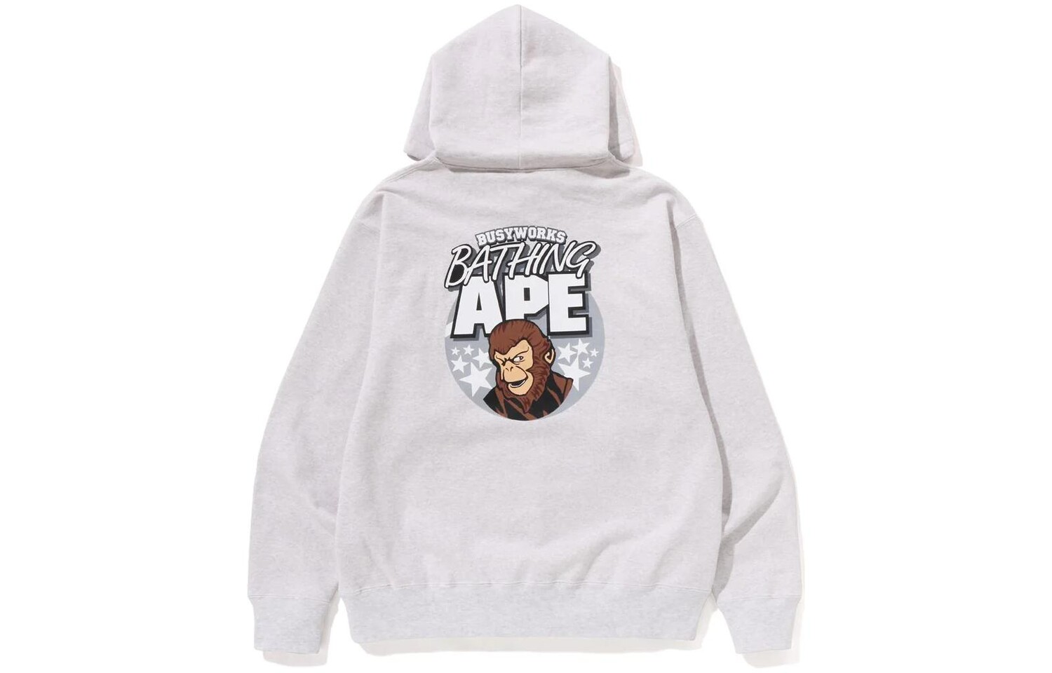 Толстовка-пуловер свободного кроя с принтом BAPE Ape A Bathing Ape, серый — фото 4