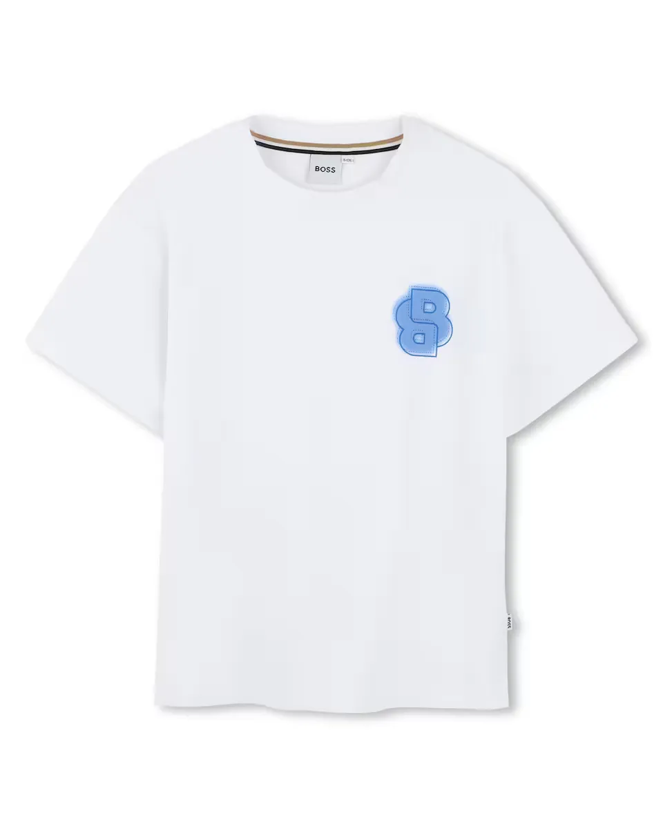 

Белая хлопковая футболка для мальчика BOSS Kidswear, белый