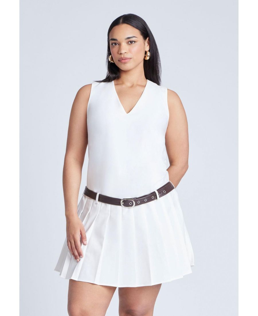 

Женское мини-платье большого размера в складку с поясом ELOQUII, Sugar swizzle