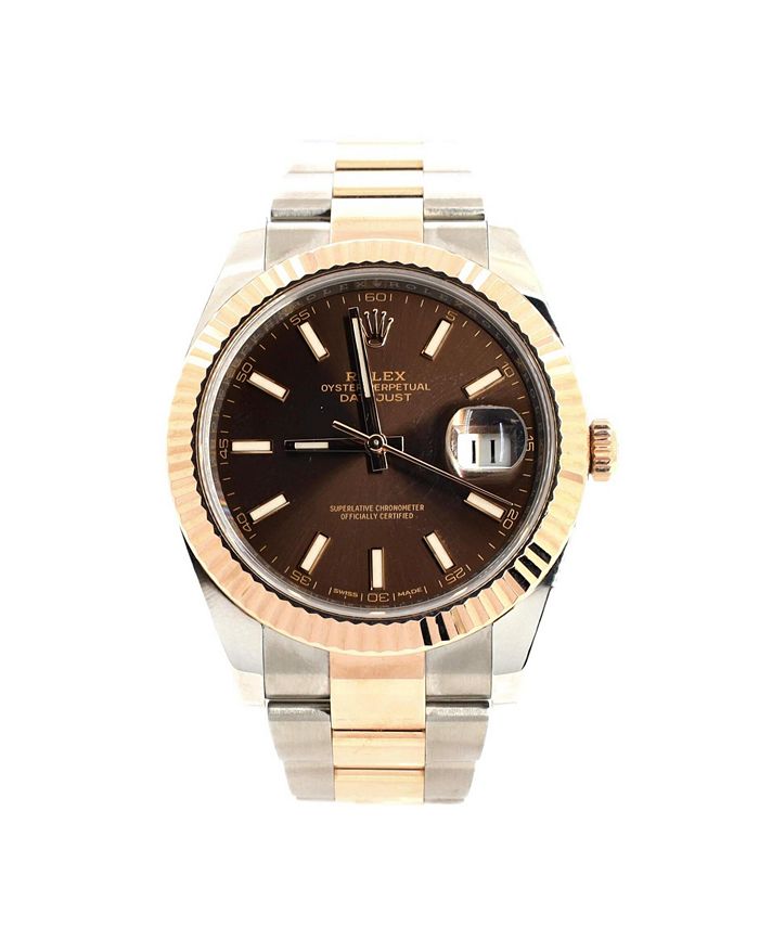 

Часы Oyster Perpetual Datejust Chocolate Brown с автоматическим механизмом из нержавеющей стали и розового золота, 41 мм Pre-Owned Rolex, коричневый