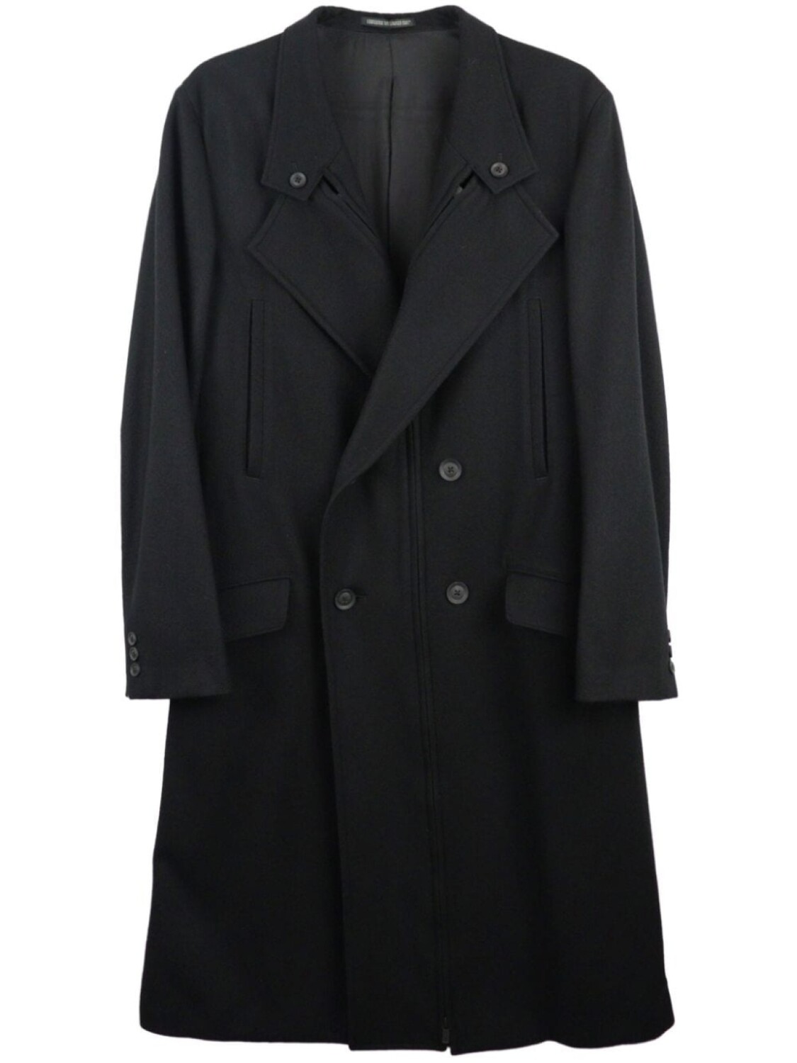 

Yohji Yamamoto двубортное шерстяное пальто, черный