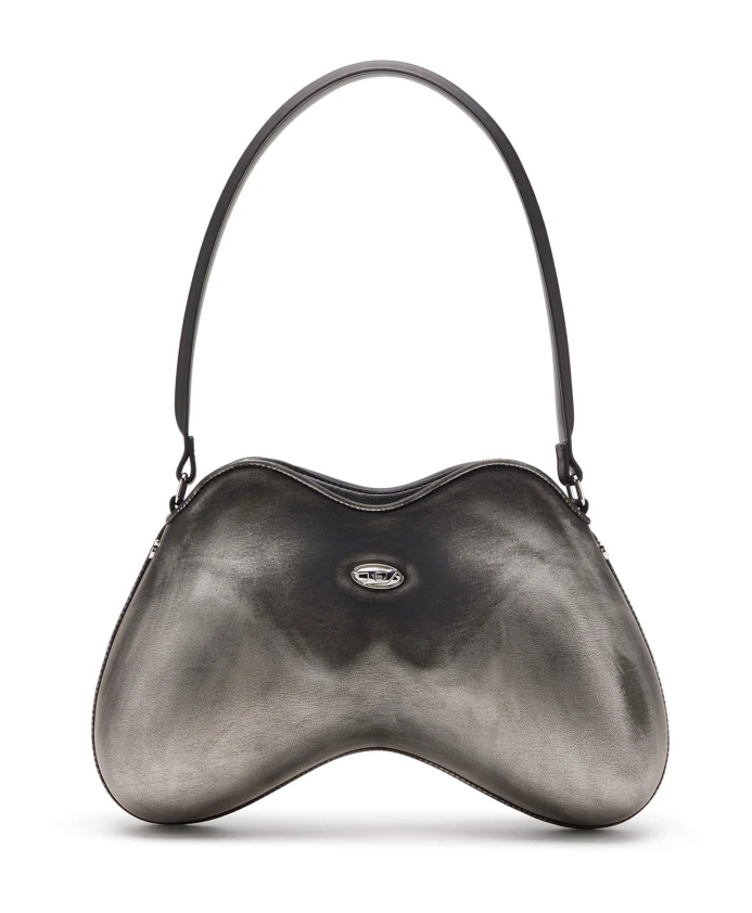 

Металлическая сумка через плечо с овальным логотипом в виде буквы D. Diesel, серый