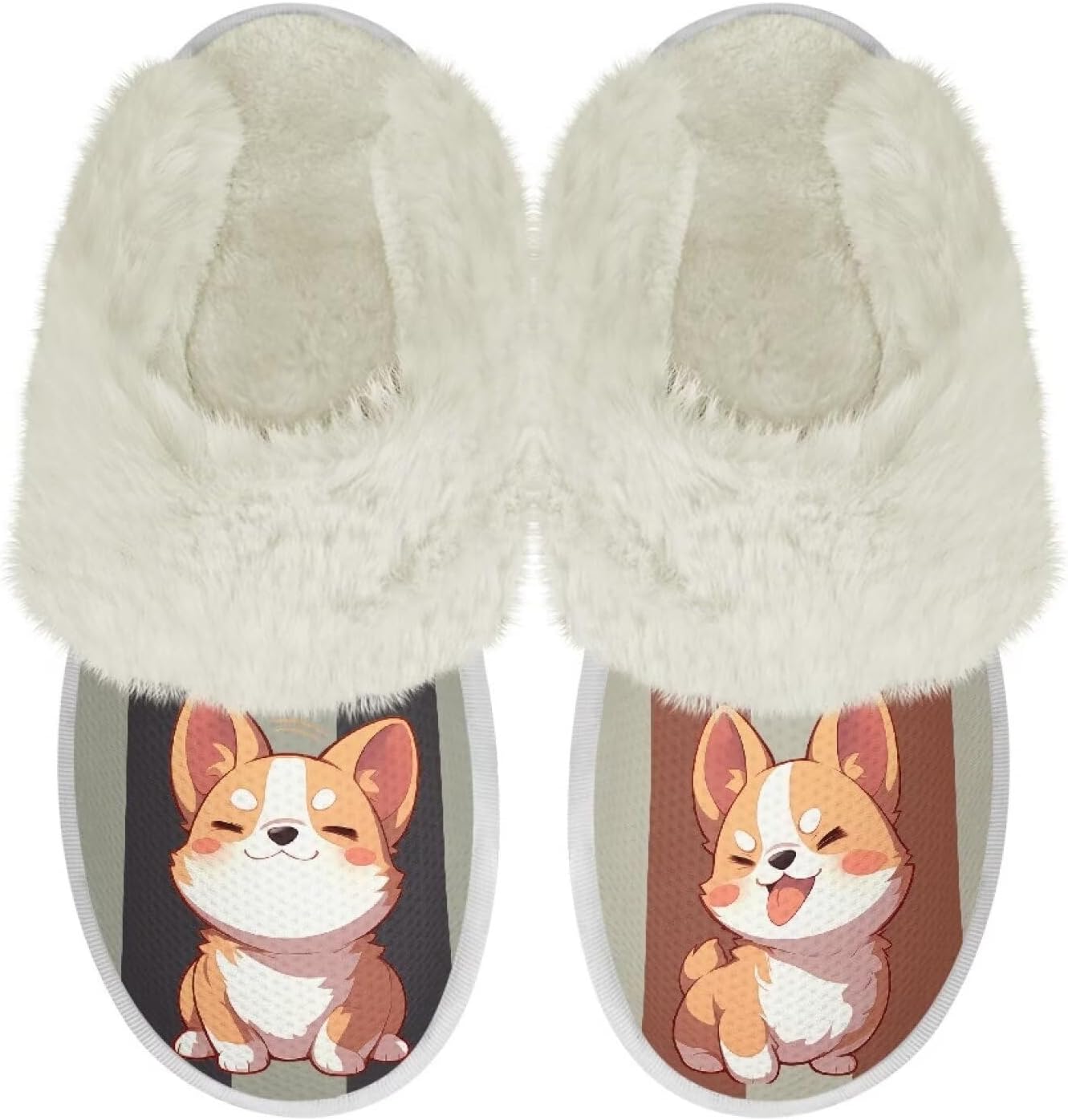 

Рождественские тапочки Nxidvxne с меховой отделкой для женщин и мужчин, домашние тапочки из фланели, мягкие тапочки для спальни, противоскользящие, A Cute Dog