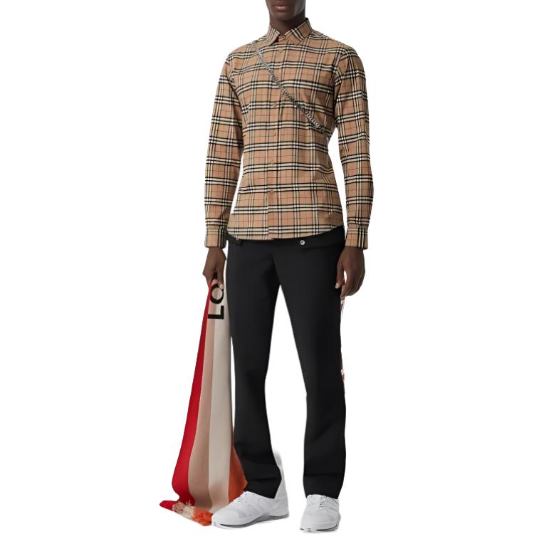 Футболка Burberry мужская клетчатая, бежевая — фото 4