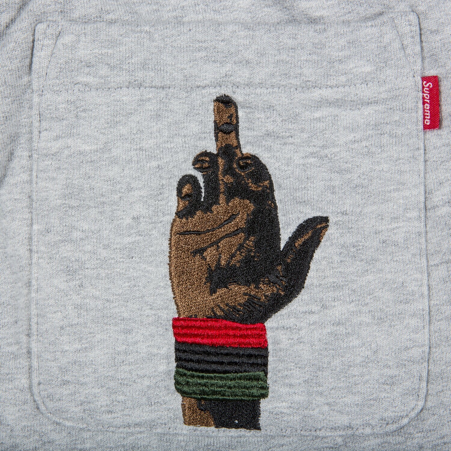 Спортивные штаны с вышивкой Supreme Dead Prez RBG, цвет Серый — фото 2