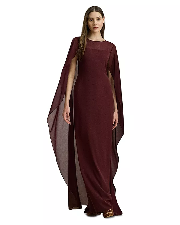 

Платье из жоржета с накидкой Ralph Lauren, красный