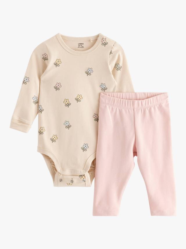 

Комплект топа и леггинсов baby flowers Lindex, светло-бежевый
