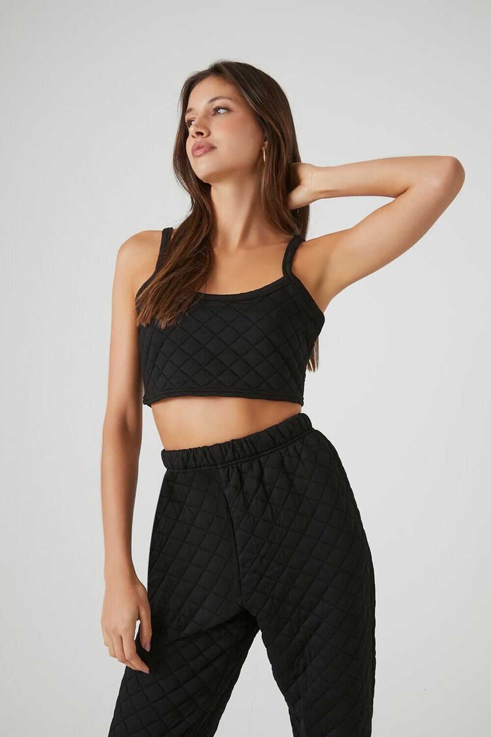

Стеганая укороченная майка Forever 21, черный