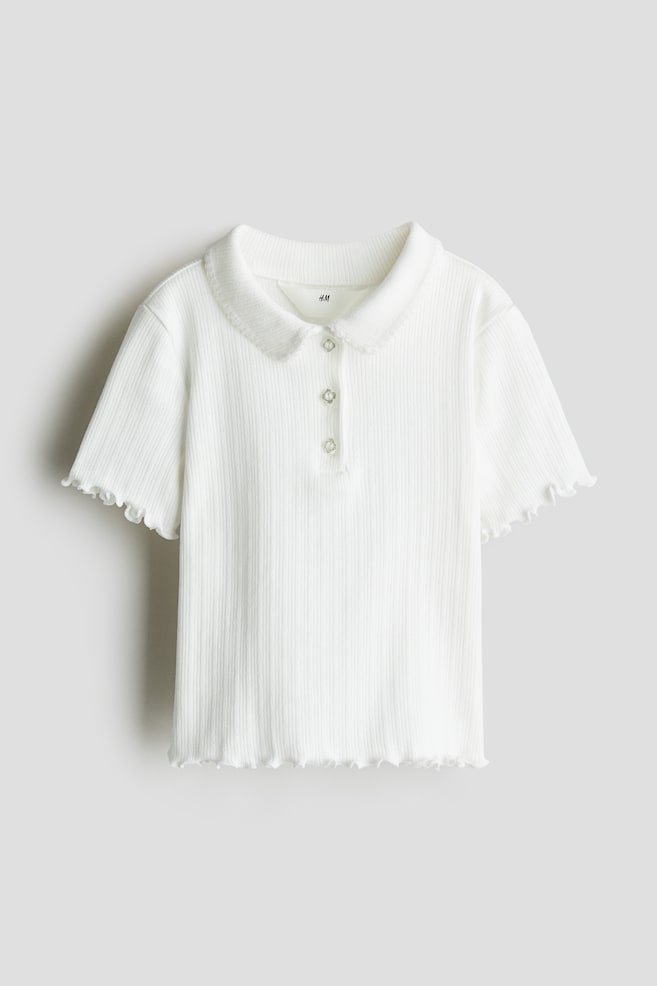 

Рубашка из джерси с ажурным узором H&M, белый