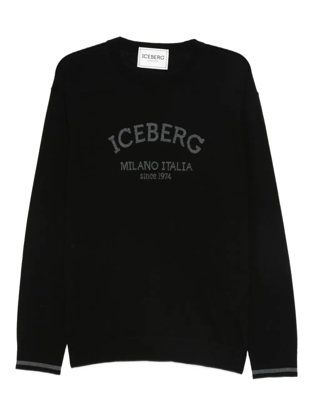 

Шерстяной свитер с вышитым логотипом Iceberg, черный