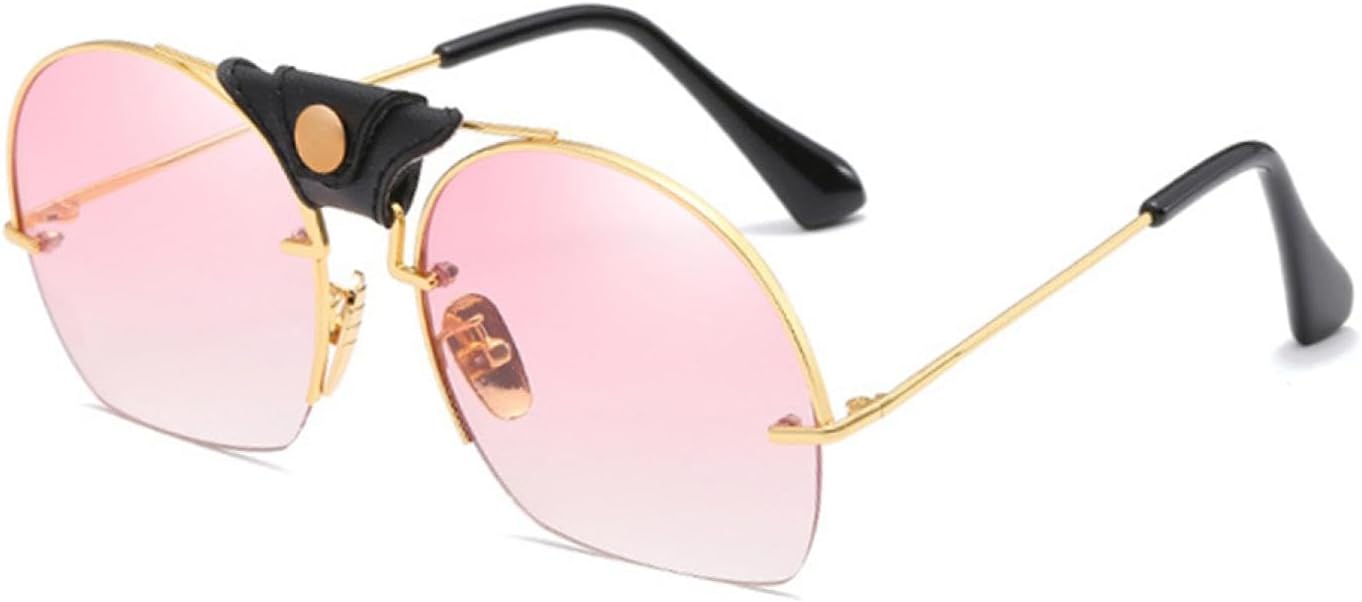 

Солнцезащитные очки в полуободковой оправе для женщин и мужчин, роскошные, с металлическим градиентом, увеличенного размера, защита от УФ-излучения UV400 VFDHN, Gold Frame Pink
