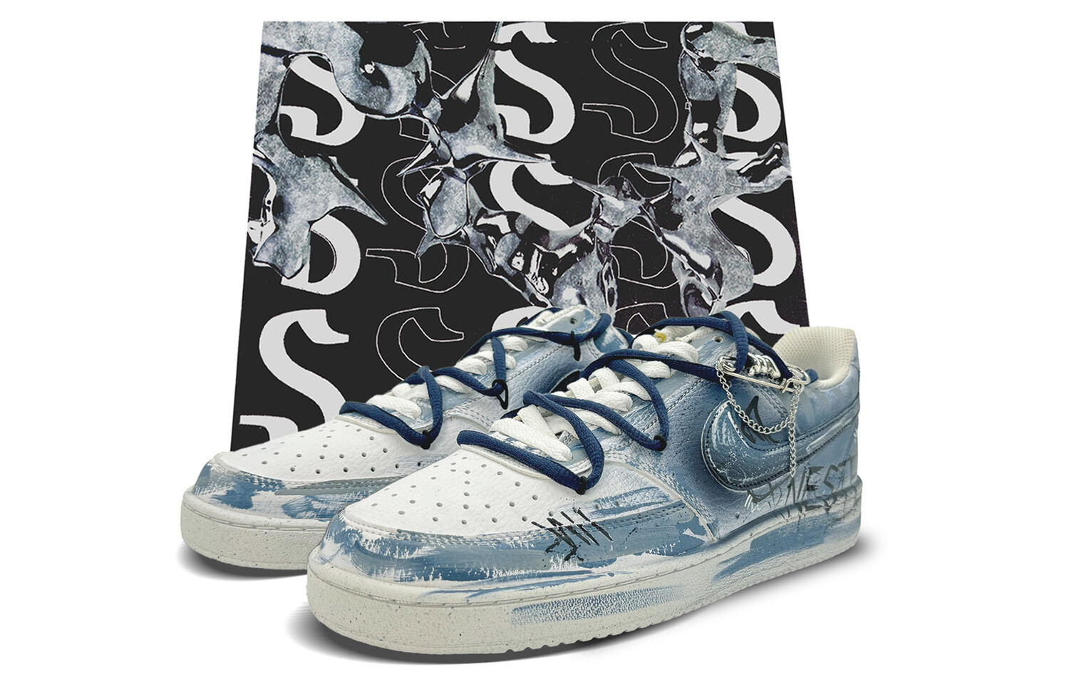 

Кроссовки Nike Court Vision 1 Skateboarding Shoes Men Low-top White/blue/black, белый
