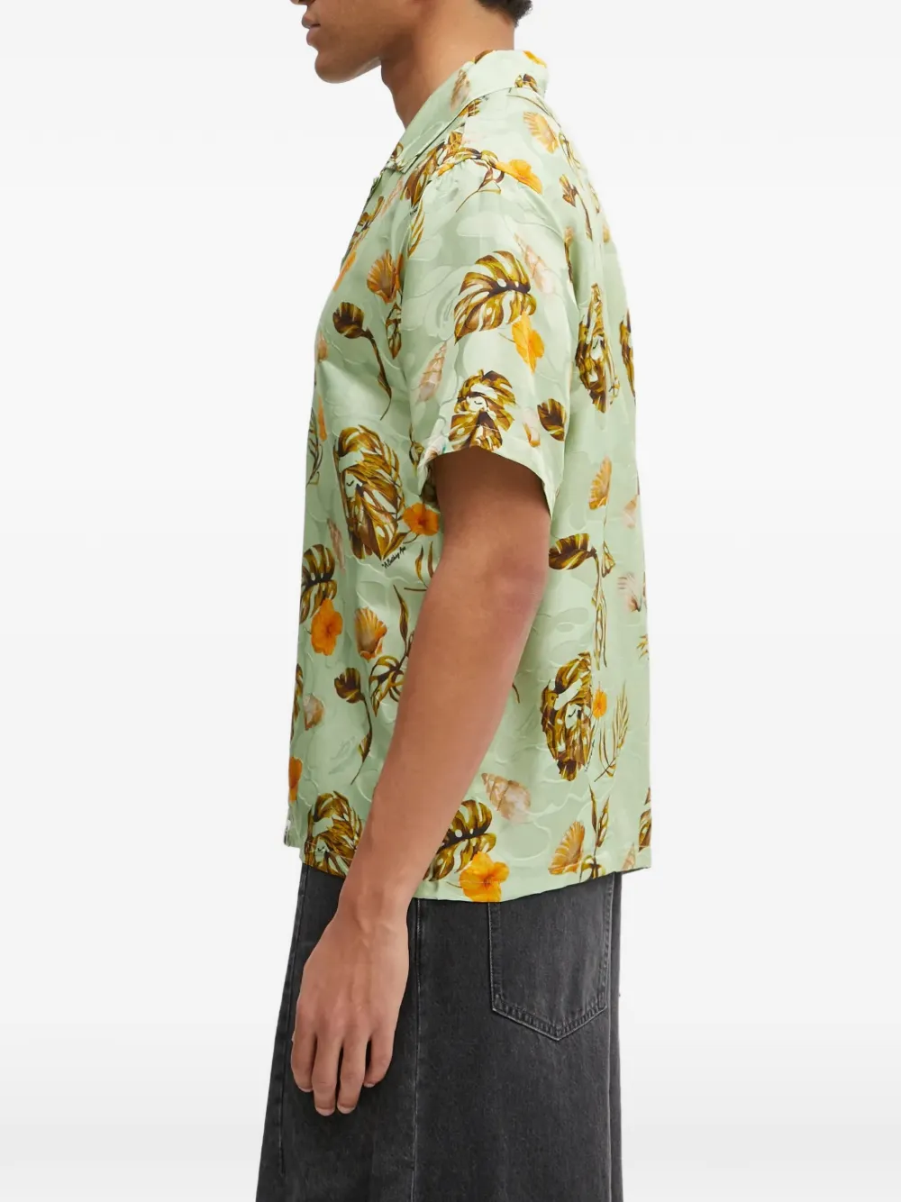 Рубашка с короткими рукавами и цветочным принтом A Bathing Ape, зеленый — фото 3