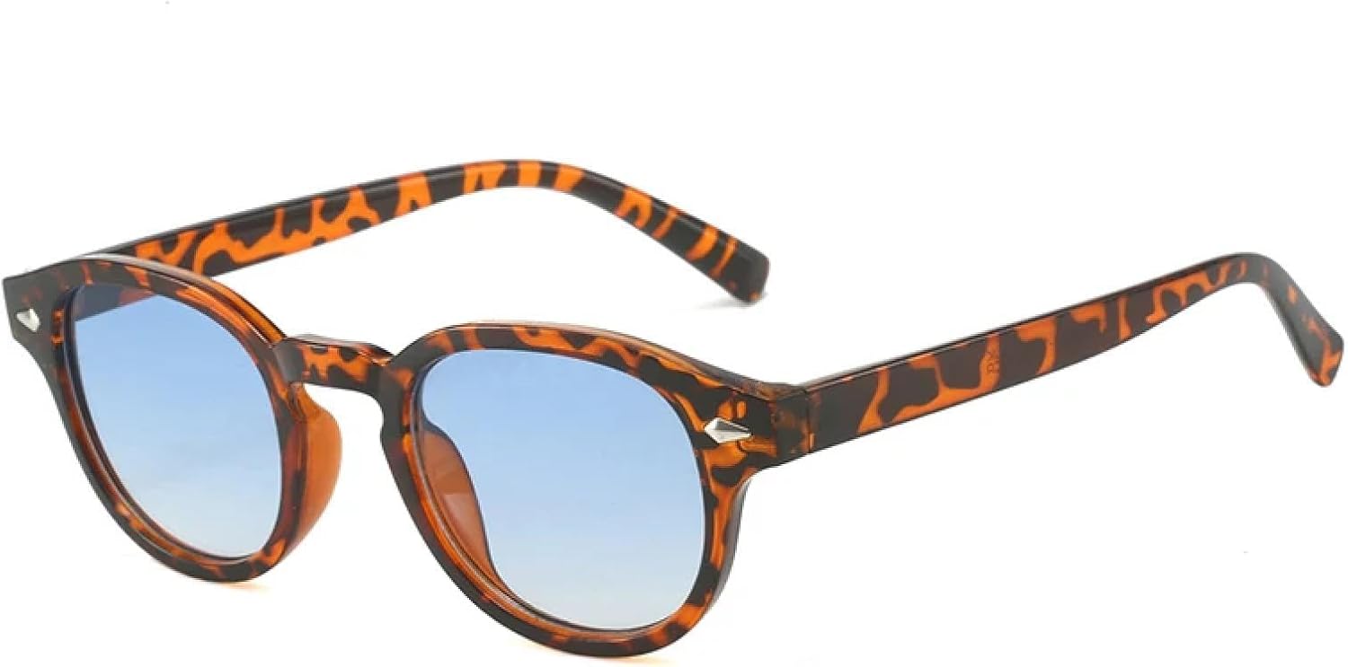 

Мужские солнцезащитные очки с овальными заклепками, прозрачные линзы с градиентом цвета «океан», защита от УФ-излучения UV400, женские солнцезащитные очки голубого цвета DSVIGF, Leopard Bluegradient