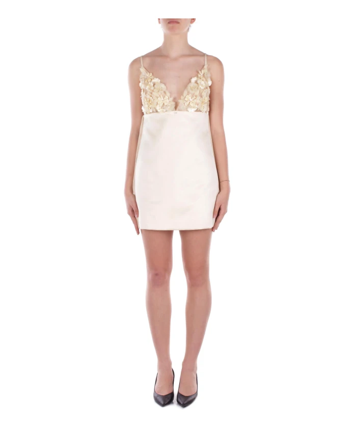 

Желтое платье с цветочным принтом и боковой застежкой-молнией Elisabetta Franchi, бежевый