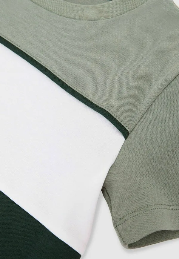 Футболка с принтом в стиле колорблок Reiss, Dark Green Sage Off White — фото 4