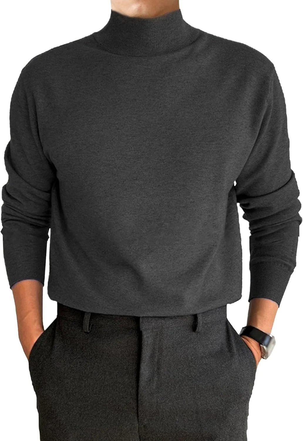 

Мужской мягкий воротник-стойка вязаный топ