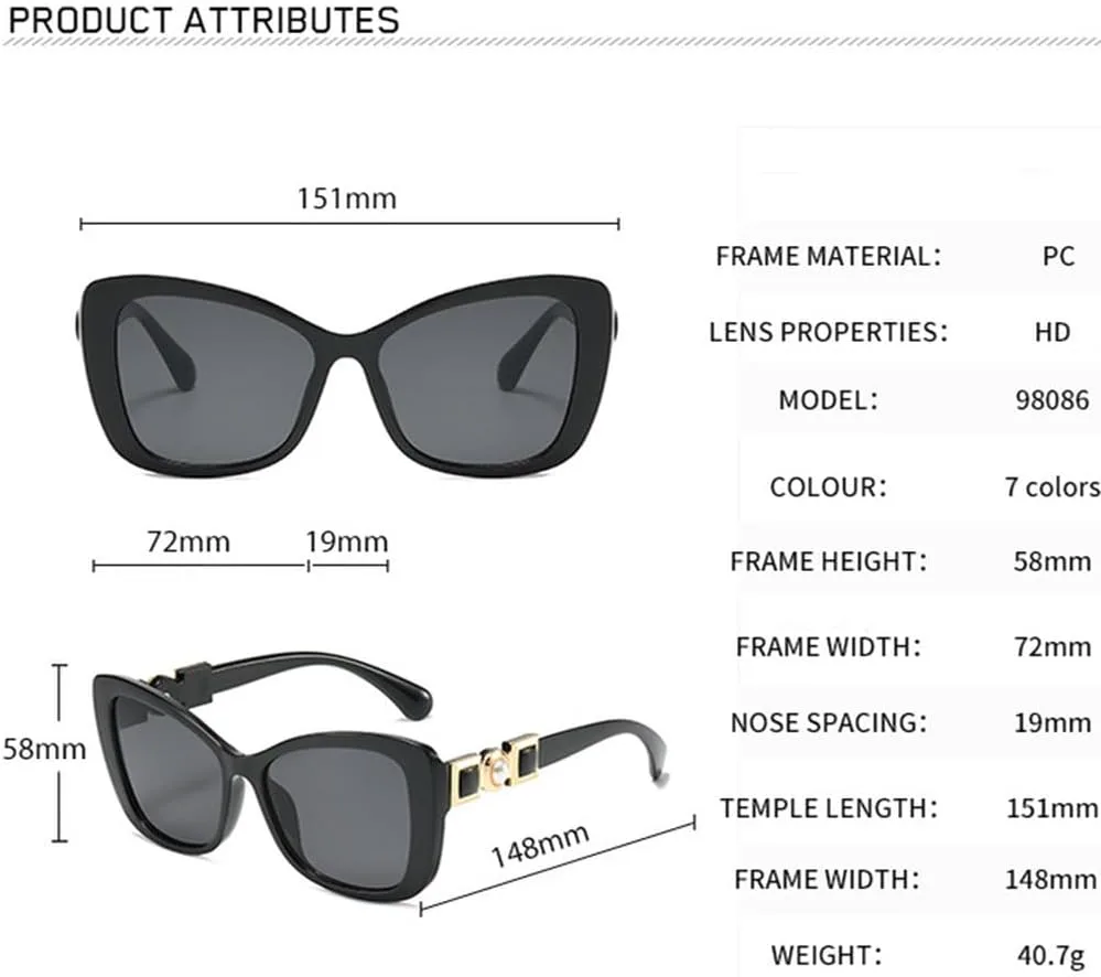 

Ретро-солнцезащитные очки с жемчужным блеском для женщин, в форме бабочки, модные солнцезащитные очки, защита от ультрафиолета UV400, C3 MTZJH, One Color