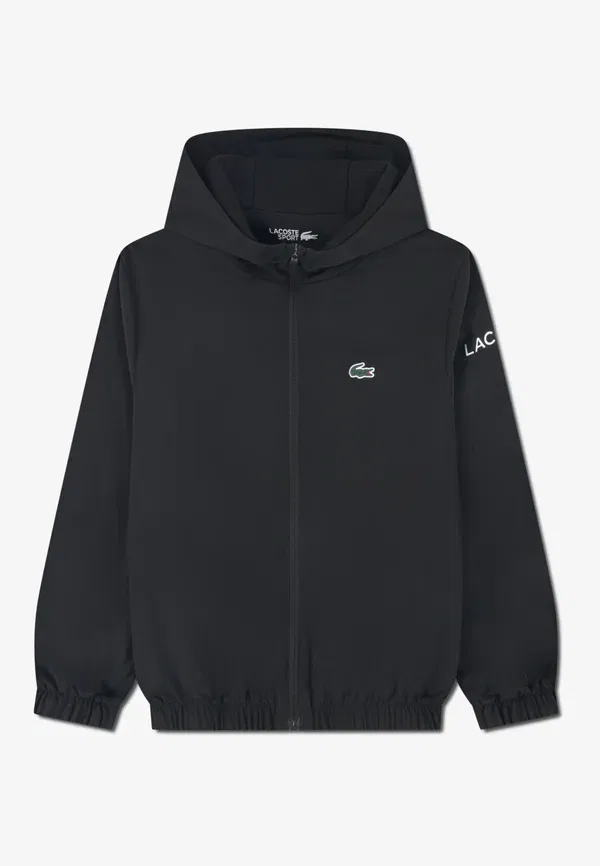 Куртка ветрозащитная Lacoste Diamond taffeta wind jacke training jacket, черный — фото 4