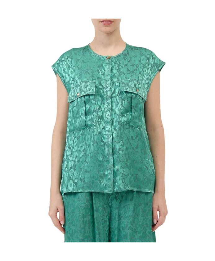 

Топ без рукавов с леопардовым принтом Just Cavalli, зеленый