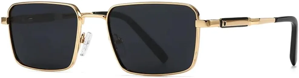 

Модные прямоугольные солнцезащитные очки для женщин в стиле ретро с заклепками, для мужчин в стиле панк, с защитой от УФ-излучения UV400 TVTBBVV, C6 Gold Black