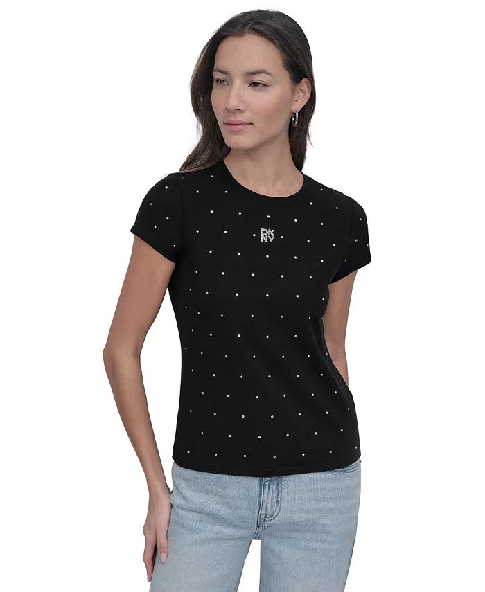 

Футболка с пайетками Petite DKNY Jeans, черный