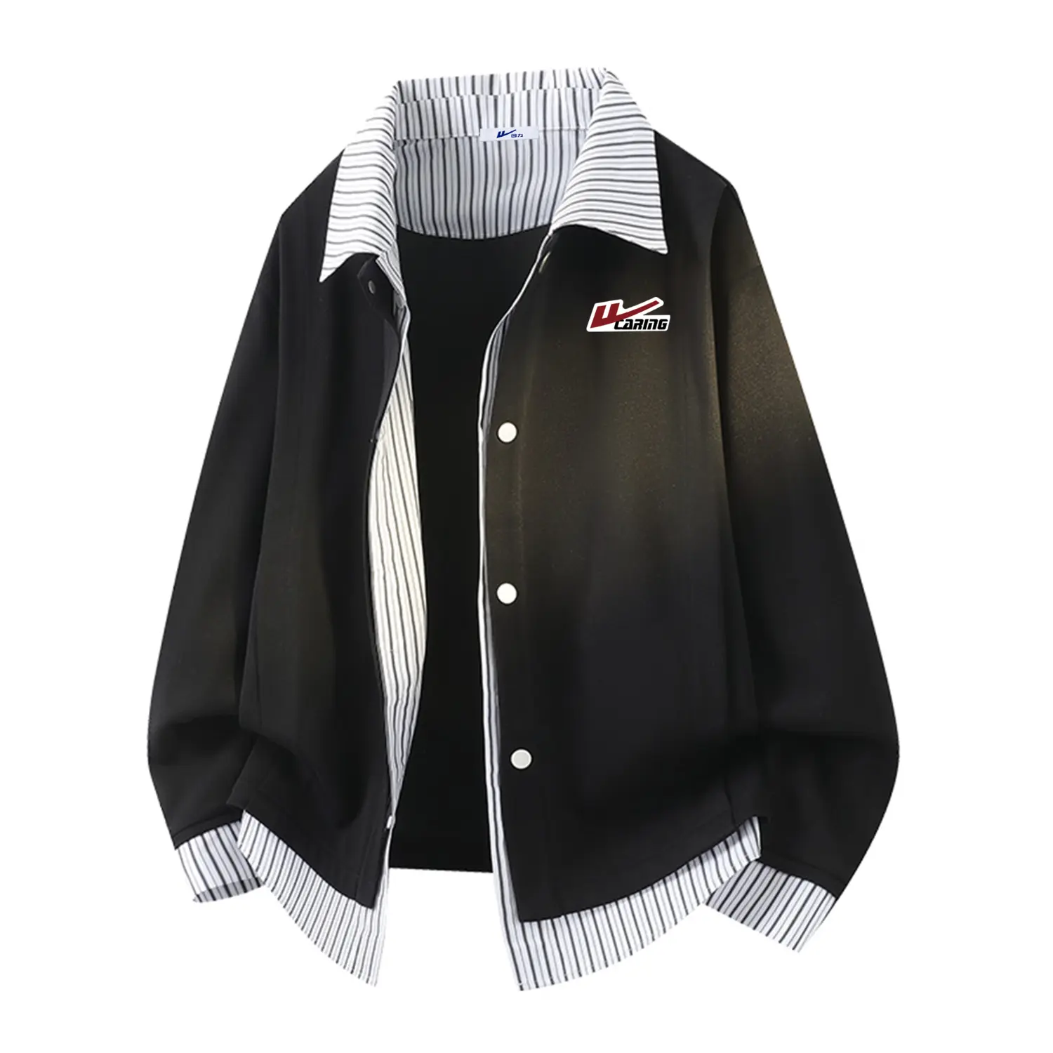 

Рубашка Unisex Lapel Moderate Mock Two Piece WARRIOR, черный (diy badge)