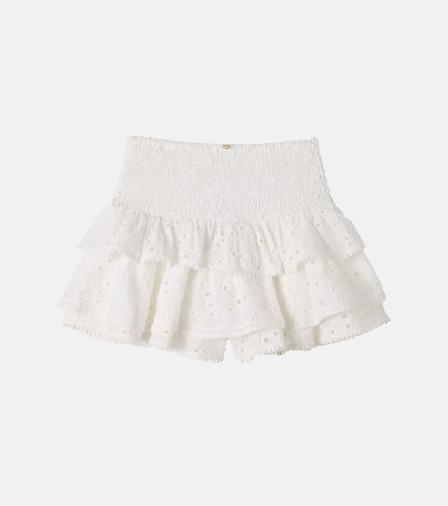 Юбка Alizee из английского хлопка с вышивкой Poupette St Barth Kids, белый — фото 2