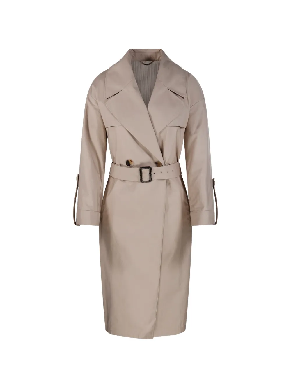 Двубортное пальто с поясом Max Mara, бежевый
