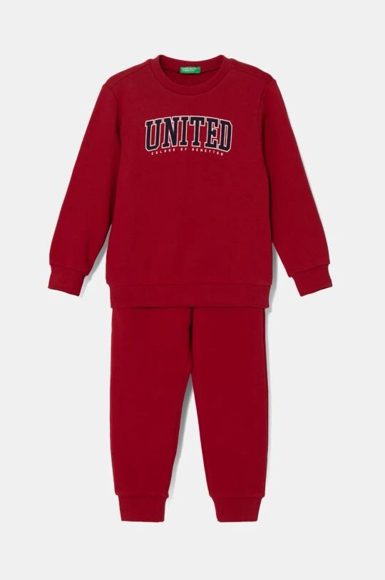 

Детский спортивный костюм из хлопка United Colors of Benetton, бордовый