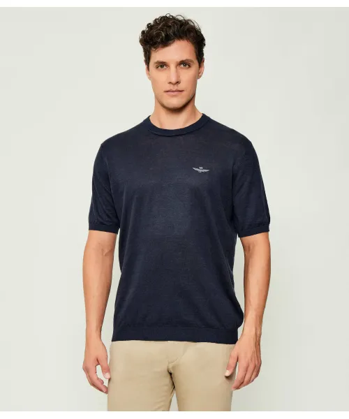 

Льняной свитер Regular fit Aeronautica Militare, синий