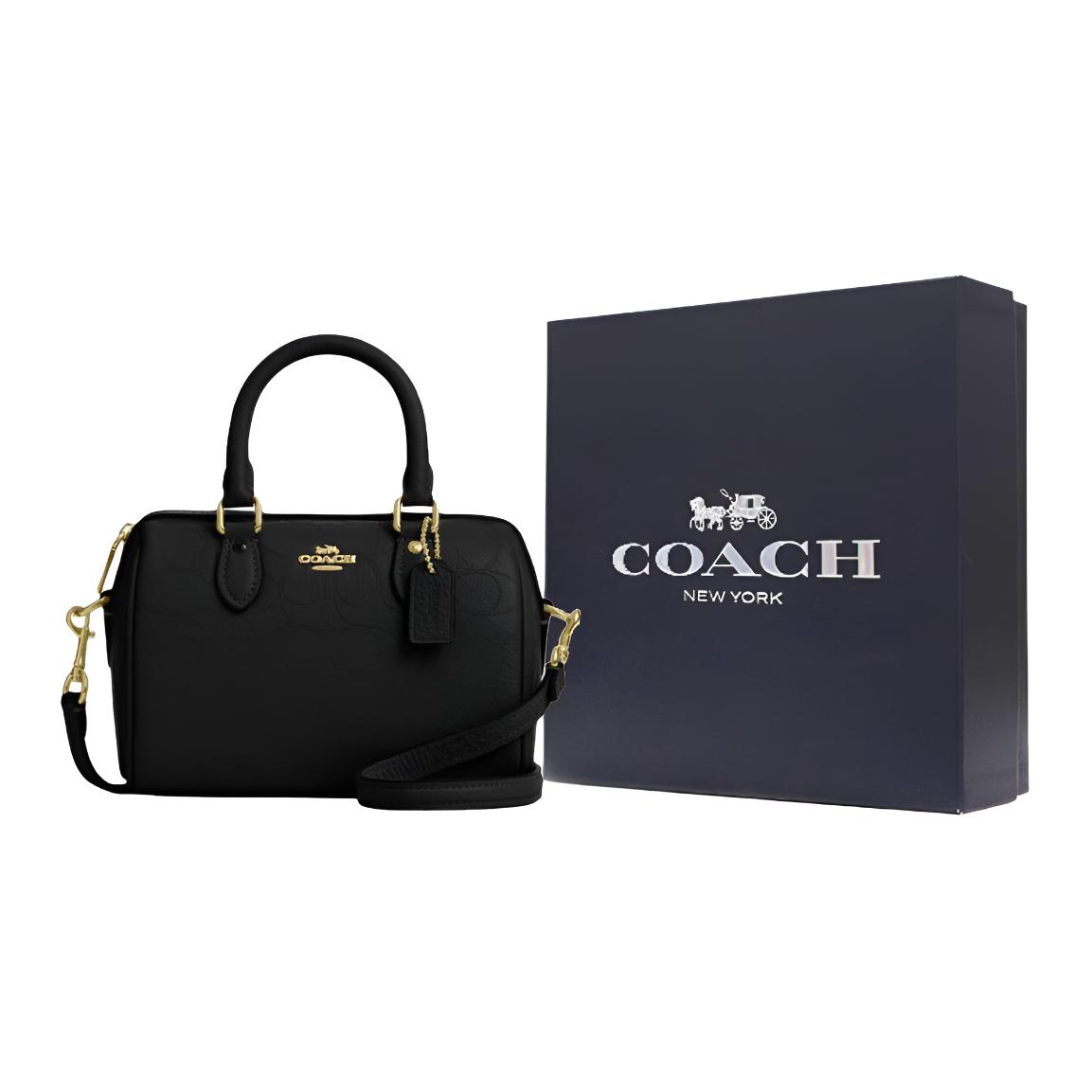 

COACH Роуэн Кожаная Сумка Боулинг Мини Женская Чёрная
