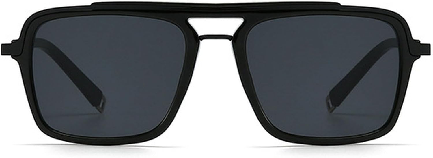 

Ретро-солнцезащитные очки с двойной перемычкой квадратной формы для женщин, градиентные линзы, защита от УФ-излучения UV400, модные мужские солнцезащитные очки-пилот mincl, Black