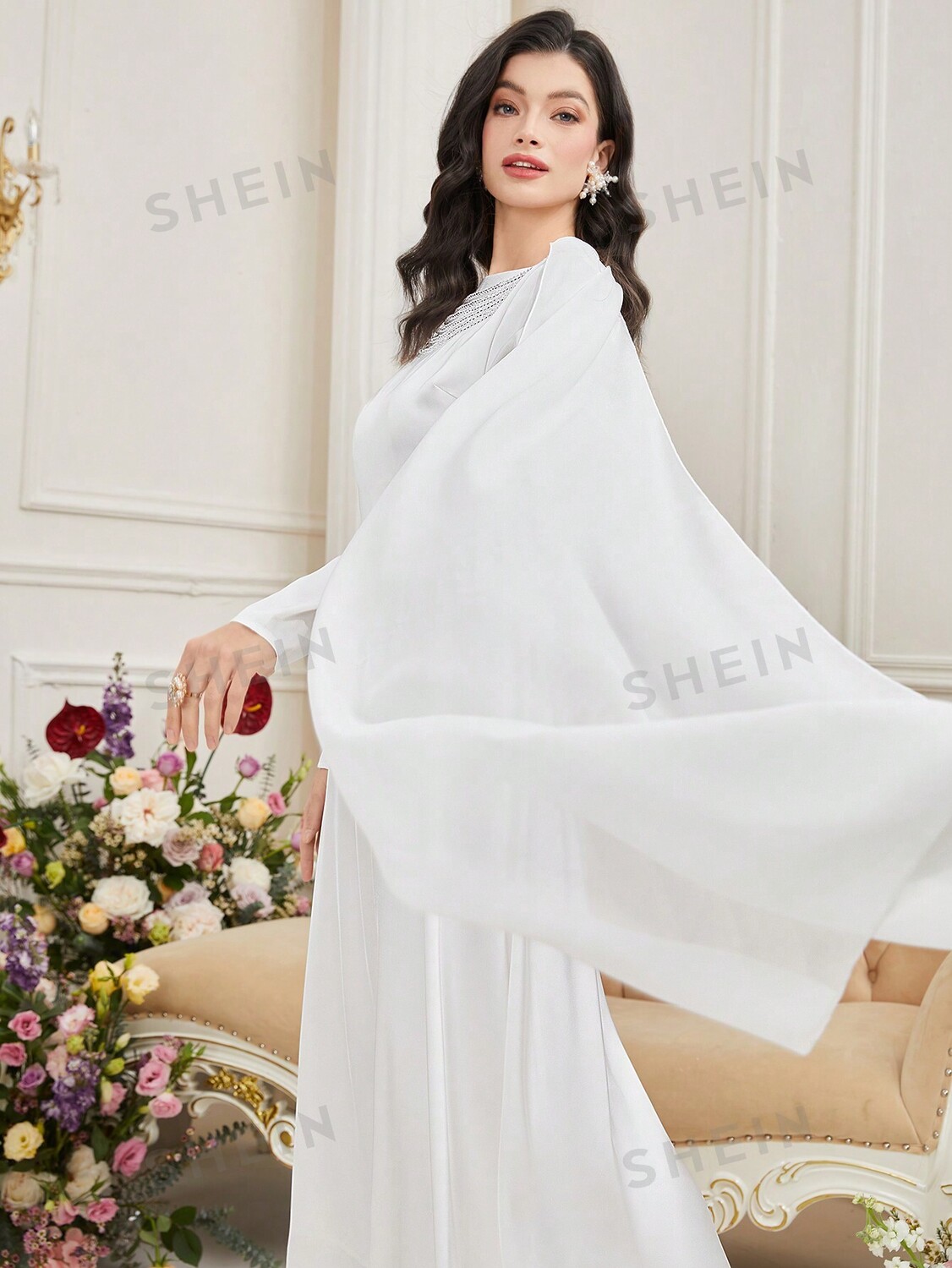 

Платье-накидка Shein Modely в арабском стиле, белый
