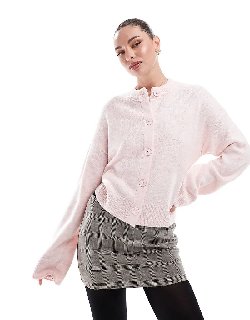 

Кардиган с круглым вырезом розового цвета ASOS DESIGN