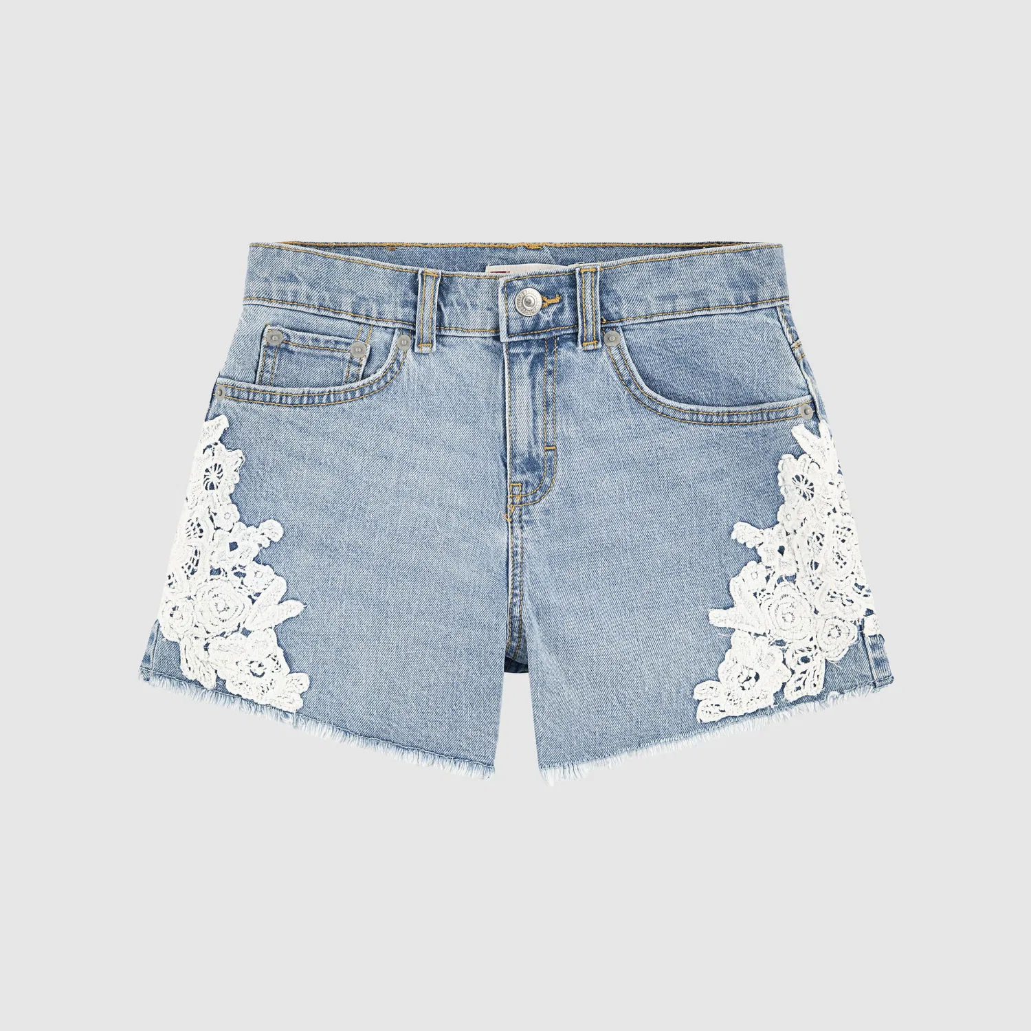 Джинсовые шорты А-силуэта с принтом для девочек 7-16 лет Levi's, Light Wash