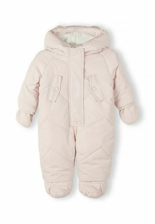 Теплый зимний комбинезон с фиксированным капюшоном Minoti, Light Pink