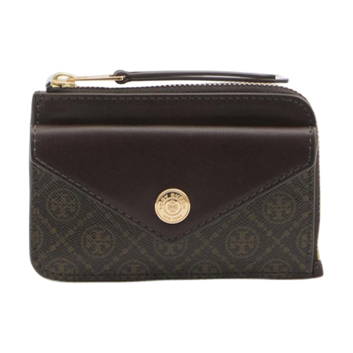 

TORY BURCH Монограммный держатель для карт из прорезиненной ткани унисекс коричневый