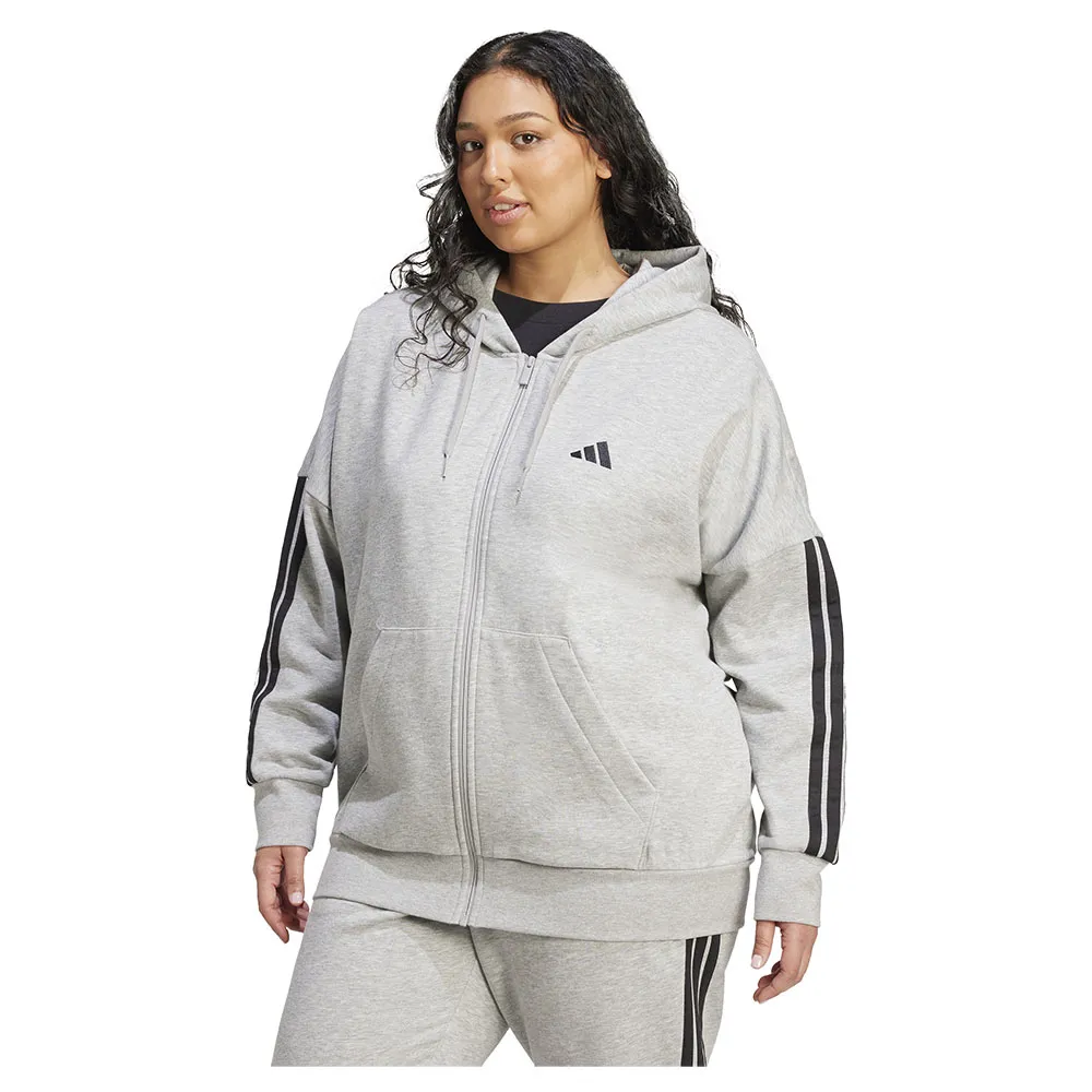 

Толстовка adidas Essentials 3 Stripes Fleece Plus full zip, серый