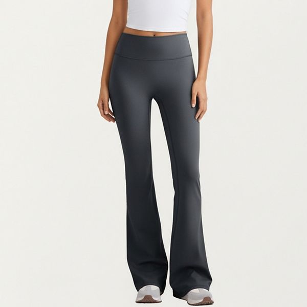 

Женские брюки с высокой талией и расклешенными штанинами, гладкие и эластичные Anna-Kaci, Dark Gray