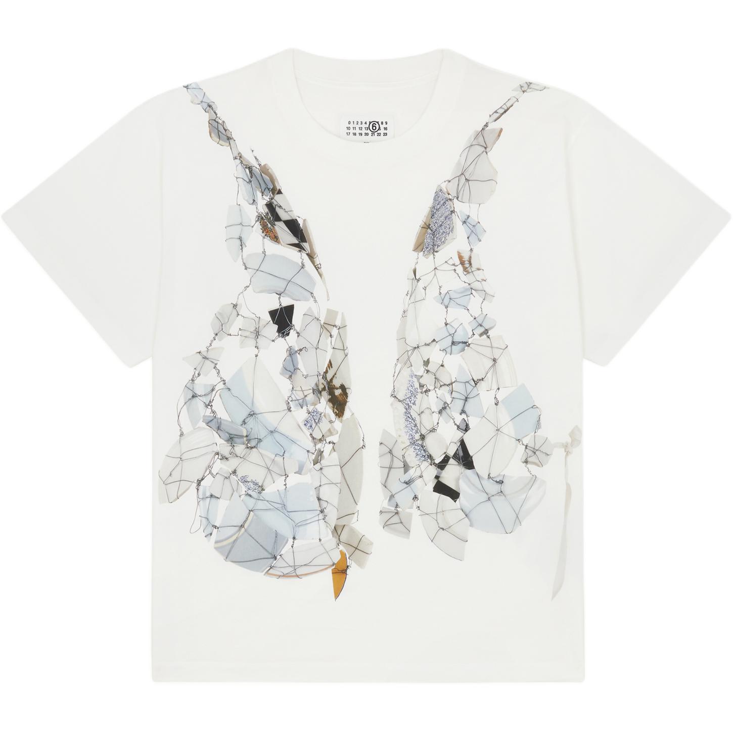 

Футболка с графическим принтом "Разрозненные крылья" MM6 Maison Margiela, белый