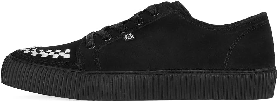 Кроссовки T.U.K. Suede Creeper для женщин и мужчин, Шнуровка, черная переплетенная текстура и люверсы, Классическая рифленая подошва и сетчатая подкладка, Комфорт с памятью формы для повседневной носки — фото 4