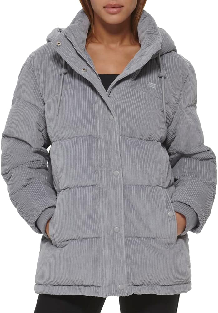 

Levi's Женская стёганая пуховик-булка, Light Grey Corduroy