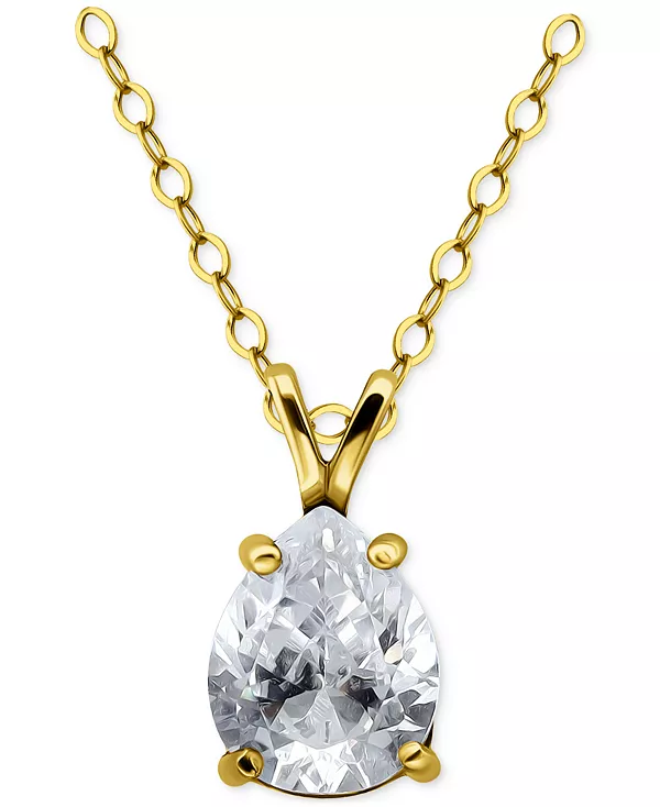 

Ожерелье с подвеской-солитером из кубического циркония в форме груши, 16 дюймов + 2 дюйма, эксклюзивно в Macy's Giani Bernini, gold